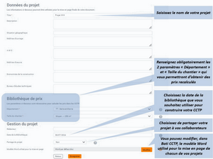 Paramètres création de projet